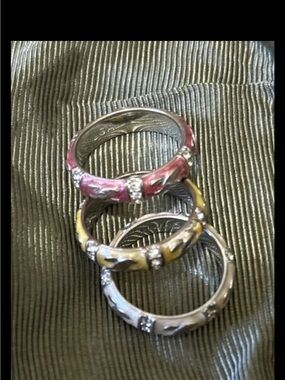 Laura Adams stackable Silver Ring with Enamel Accents